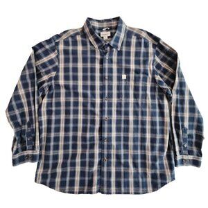 Carhartt Men's 2XL Relaxed Fit Navy Plaid Shirt Long Sleeve Pocket 103351 EUC